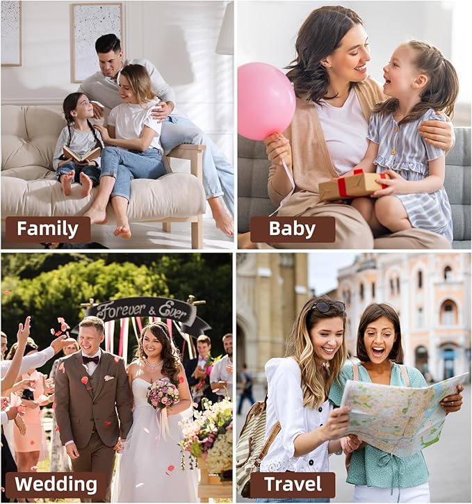 Scrapbook Photo Album 100 Pages, 60 Page Self Adhesive+40 Page Kraft Paper DIY Photo Book for 2x3 3x5 4x6 5x7 Pictures, Leather Memory Book for Wedding Baby Family Travel Birthday Christmas