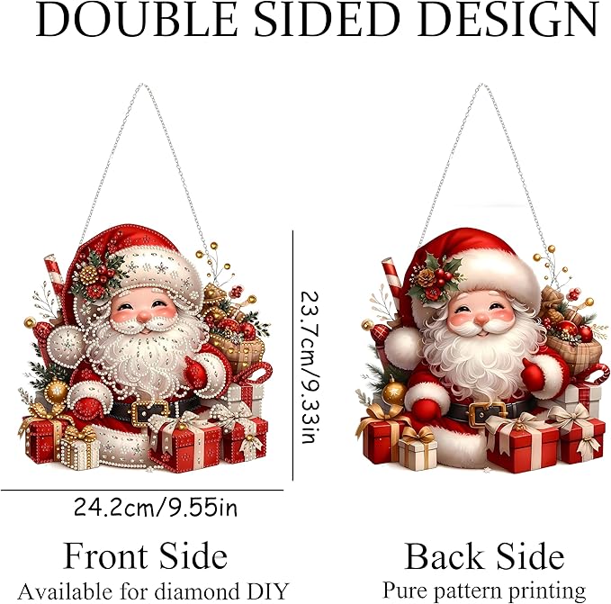 Diamond Art Hanging Kit for Adult,Special Shaped Rhinestone,DIY Acrylic Diamond Art Painting Window Pendants Home Garden Wall Hanging Kits Hanging Ornament,Double Sided. (Father Christmas-1)