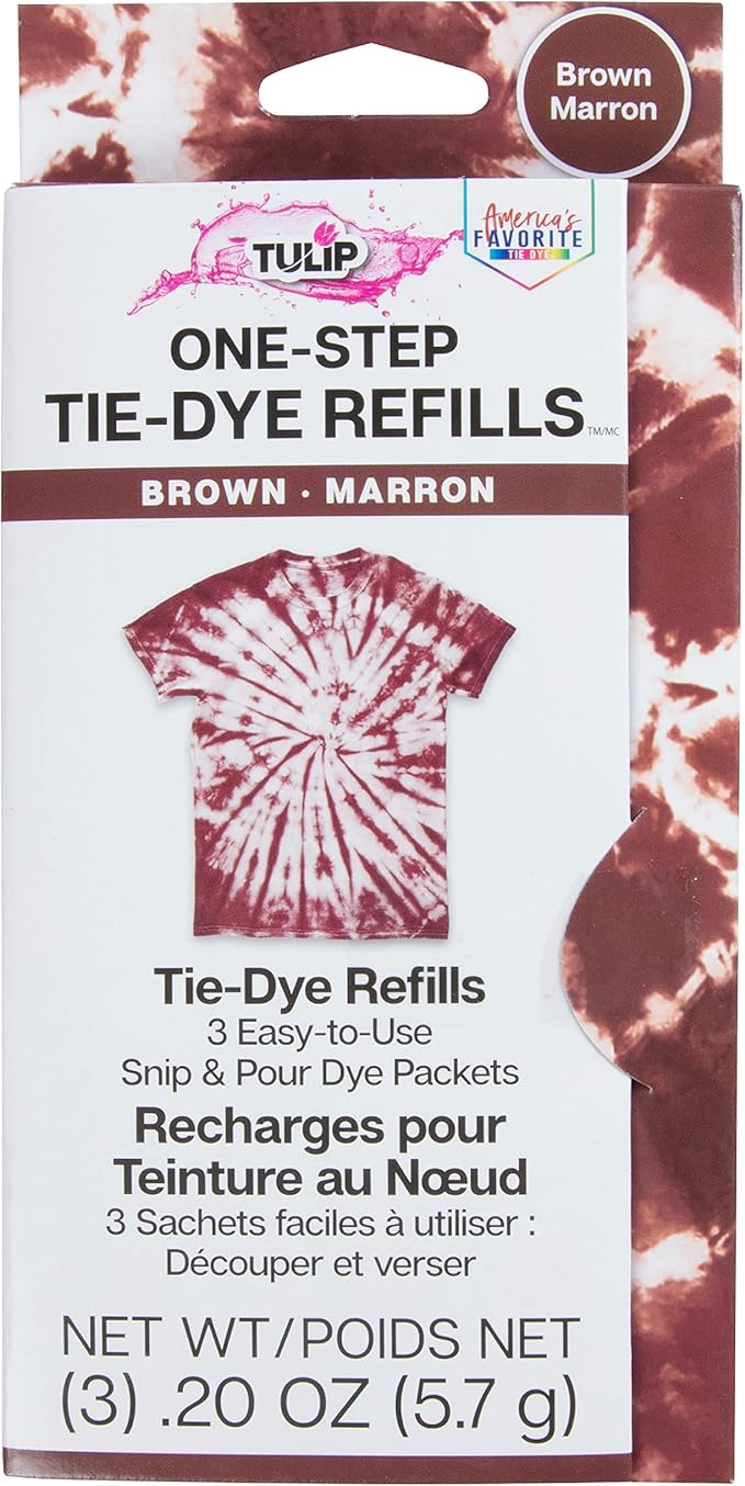 Tulip One-Step Tie-Dye Kit , 3 Fabric Dye Refill Packs, Packs, Brown