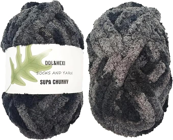 DDL&HEXI 2 Skeins Super Chenille Chunky Yarn,Blanket Making Kit,Jumbo Knitting Yarn 2x8oz 226g per Bag (213)