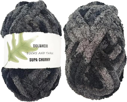 DDL&HEXI 2 Skeins Super Chenille Chunky Yarn,Blanket Making Kit,Jumbo Knitting Yarn 2x8oz 226g per Bag (213)