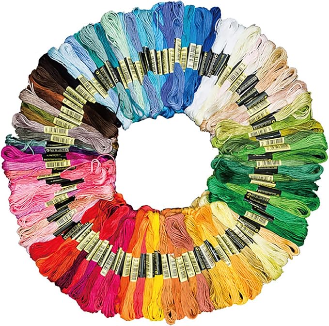 Vilihkc Rainbow Color Embroidery Floss 150 Skeins Per Pack with Cotton for Cross Stitch Threads, Bracelet Yarn Craft Floss Embroidery Floss Set