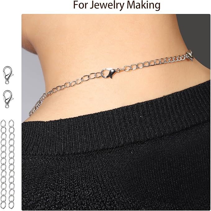 LEOBRO Jump Rings, 968pcs Keychain Making Kit, Keychain Clip and Key Ring, Key Chain Rings, Lobster Claw Clasps for Keychains, Charm Bracelet Jewelry, Silver