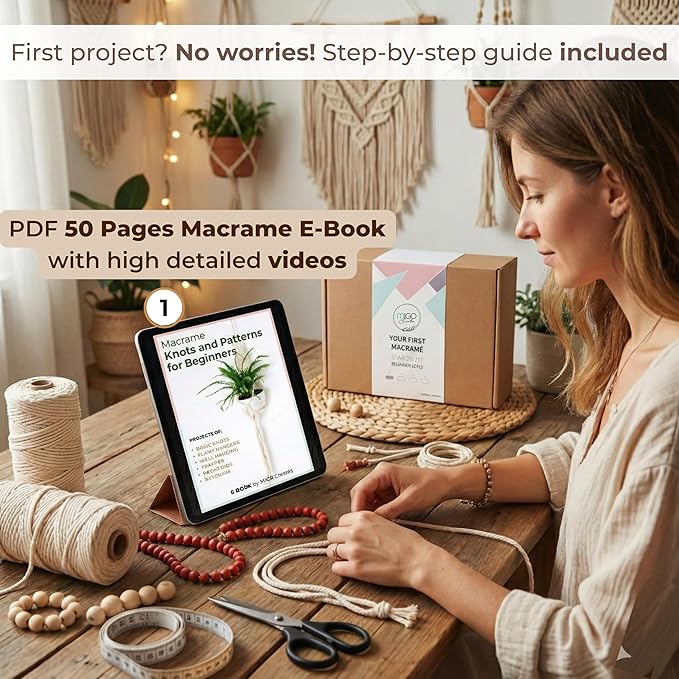 migo creates macrame kits for adults beginners with 126 macrame supplies and 7 projects e-book: diy macrame kit with 165 yards macrame cord and craft supplies & materials to start macrame!