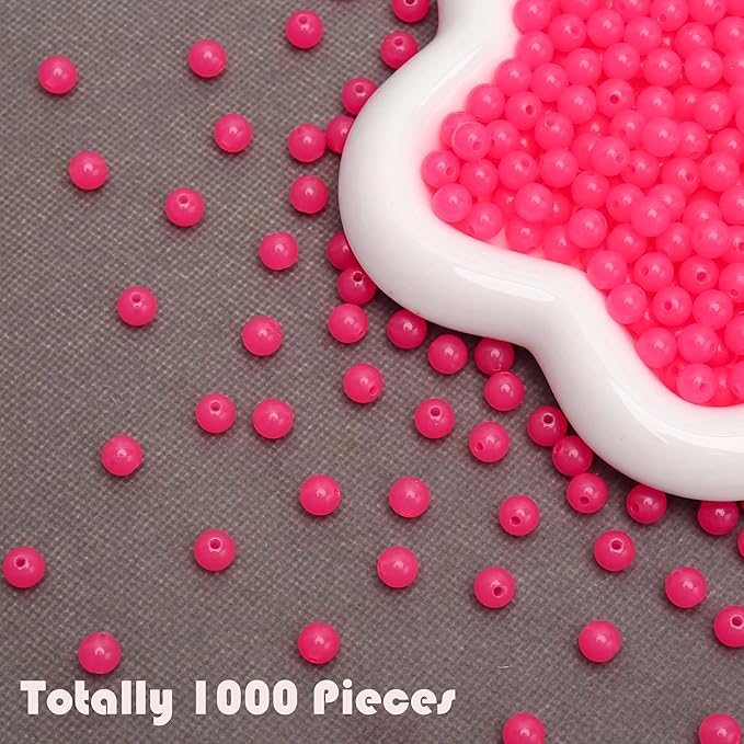 bonny boxx 1000pcs 6mm jelly rose acrylic round beads, smooth transparent acrylic balls, plastic resin gumball bubblegum chunky beads for necklace & bracelet making, crafting supplies