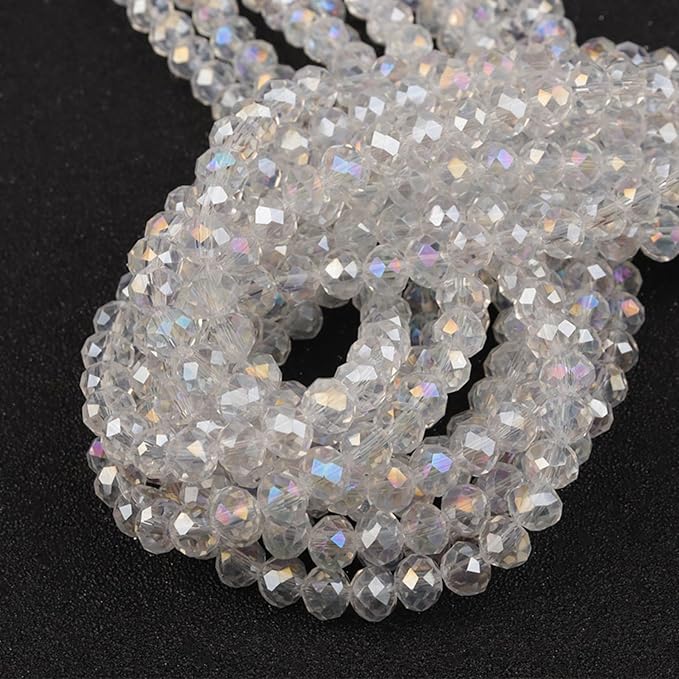 laopottbeads 800pcs 4/6/8/10mm crystal glass beads for jewelry making beads for bracelets necklace pendants making supplies(white ab color)