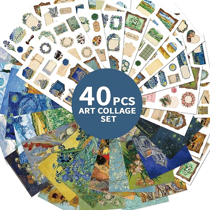 Gemmapylor 220PCS Arts Washi Stickers and Scrapbook Paper 40 Sheets, Aesthetic Journaling Supplies, Decorative Scrapbooking Paper for Planner, Journal & DIY Crafts