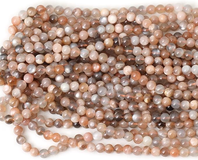 cheavian 60pcs 6mm natural orange moonstone gemstone round loose beads for diy bracelet necklace earrings jewelry making 1 string 15 inches