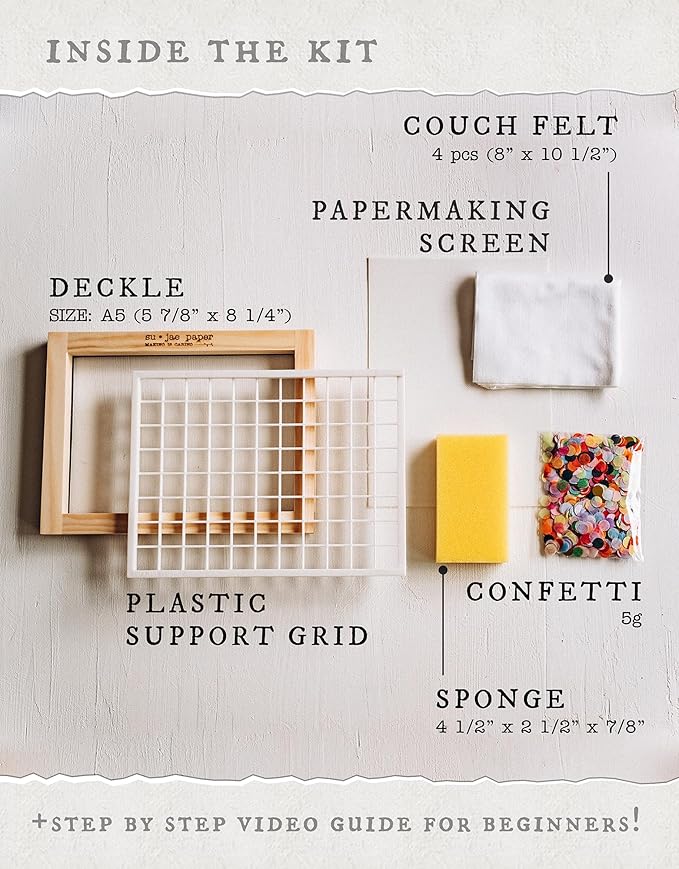 Su Jae Paper A5 Waterproof Paper Making Kit: Modern Art Craft Kit for Adults & Kids with Video Instructions