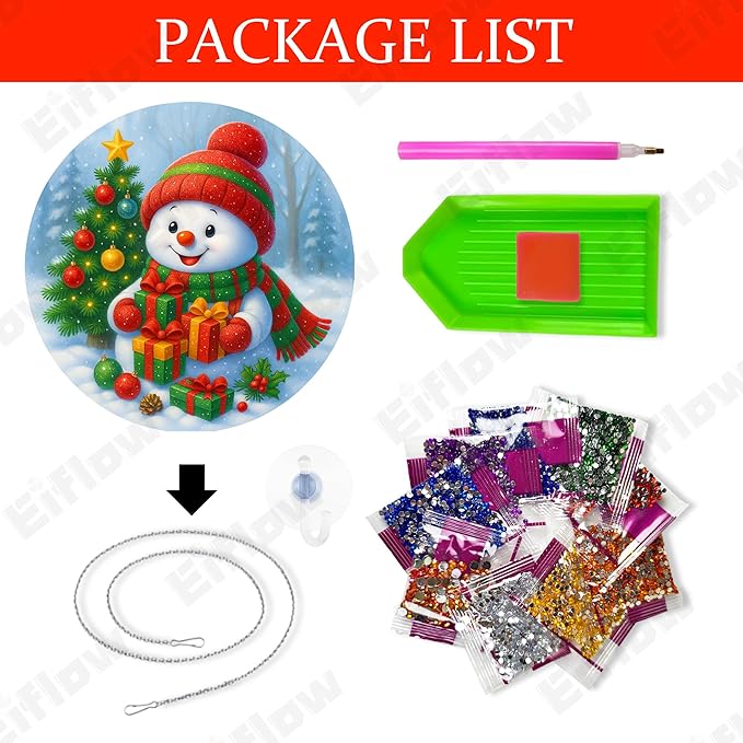 Eiflow Christmas Diamond Art Hanging Kit for Adults, DIY Diamonds Painting Door Hanger Board Kit, Special Crystal Diamond Art Painting Pendant Ornament