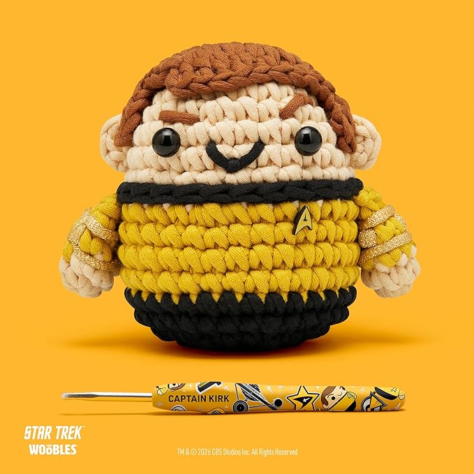 The Woobles Star Trek Crochet Kit for Beginners with Easy Peasy Yarn as seen on Shark Tank – Arts & Crafts Adult Knitting Kit with Step-by-Step Video Tutorials - Captain Kirk