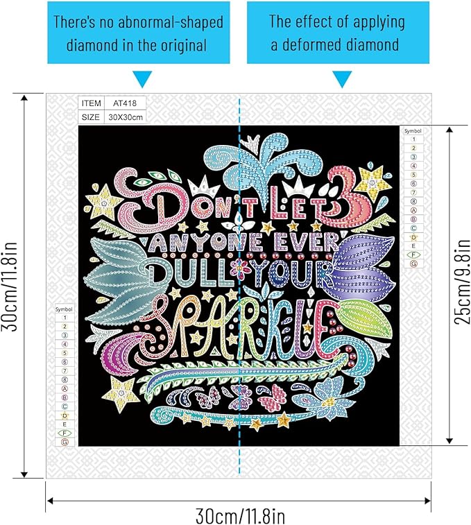LazyFold Diamond Art Painting Kits for Adults, 5D WordsSpecial Shape Diamond Art Kits for Beginners, Crystal Rhinestones Diamond Art Painting for Home Wall Decoration Gift 12×12inch
