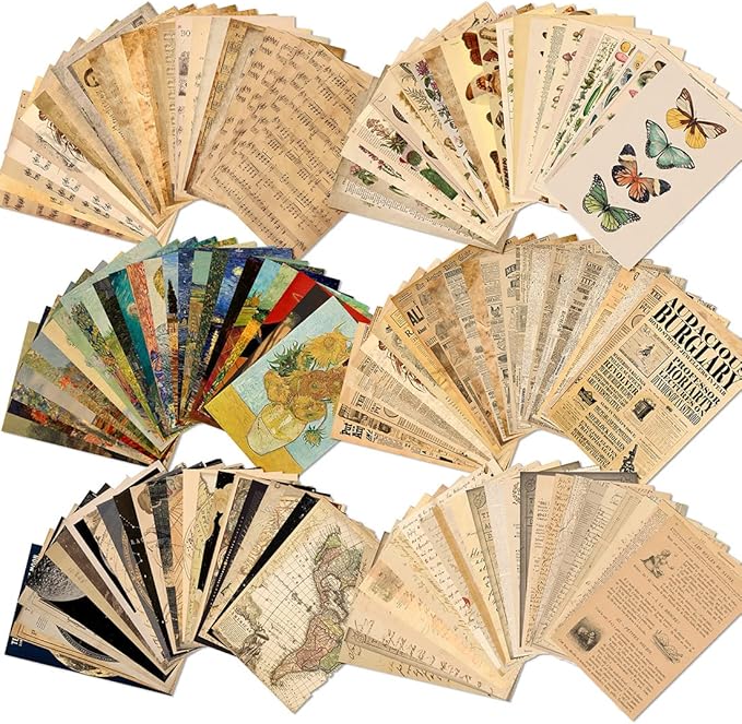 150 Sheets of Scrapbook Paper, Aesthetic Vintage Scrapbooking Supplies Pack, Ephemera for Junk Journal, Cute Notebook Stationary Journal kit, Wall Collage Kit, Vintage Decor