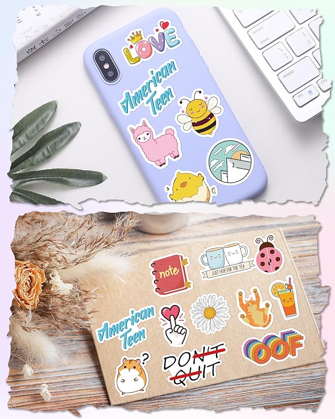 100 pcs stickers for kids, cute water bottle vinyl waterproof laptop stickers for students gifts school supplies classroom teacher prizes sticker pack for kids girls teens