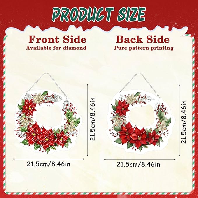 EMIEAUFG Christmas Diamond Art Hanging Kit for Adult, Xmas Garland Diamond Art Pendants, Double Sided Acrylic & 5D Special Shaped Rhinestone, Christmas DIY Ornament for Window Home Wall Decor
