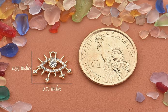 Pack of 20 Rhinestone Charms Gold Plated Pendants Pave Crystal Accessories for Necklace Bracelet Jewelry Making DIY Crafting