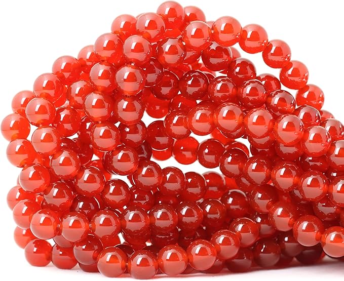 45PCS 8mm Natural Red Agate Gemstone Round Loose Beads for Jewelry Making 1 Strand 15"