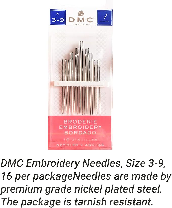 DMC Home Decor Embroidery Floss Set, Cotton Thread Kit Assortmant Pack Bundle with Hand Embroidery Needle Size 3/9 and Threads of DMC Cyclamen Pink/Light Grape. Cross Stitch String,Yarn Supplies