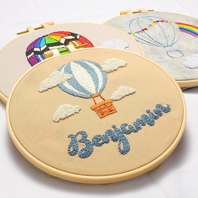 lx lermx embroidery kits for beginners, adult starter cross stitch kit needlepoint complete diy kit with unique patterns, hoop, colorful threads, tools, step by step instructions & video tutorial
