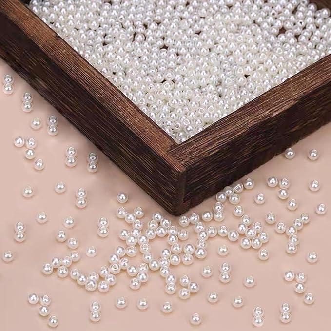 Laopottbeads 2000 Pcs Ivory White 4MM Pearl Beads for Jewelry Making Round Pearl DIY Kit for Bracelets, Earrings, Necklaces & Anklets