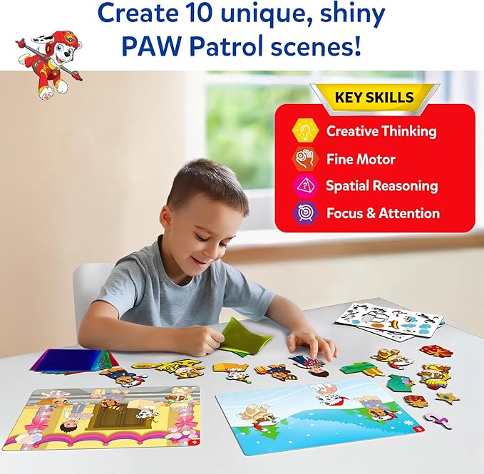 skillmatics foil fun - paw patrol, mess-free art & craft kits for kids, diy creative activity, travel toys, gifts for fans of chase, marshall, skye, girls, boys, ages 4, 5, 6, 7, 8 and up