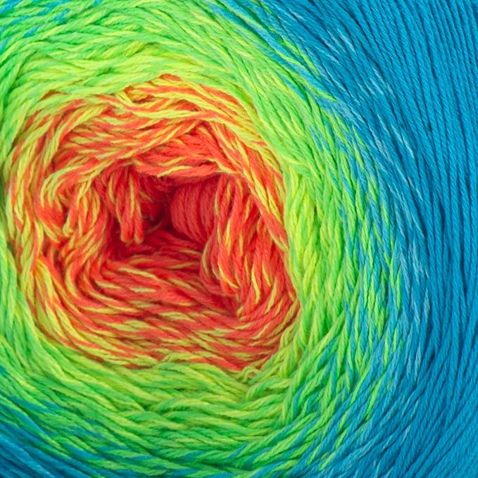 YarnArt Flowers Vivid Gradient Yarn – 55% Cotton 45% Acrylic – Multicolor Ombre for Knitting & Crochet – Lightweight Fine, 250g (8.8 oz), 1094 yds – Rainbow Summer (509)