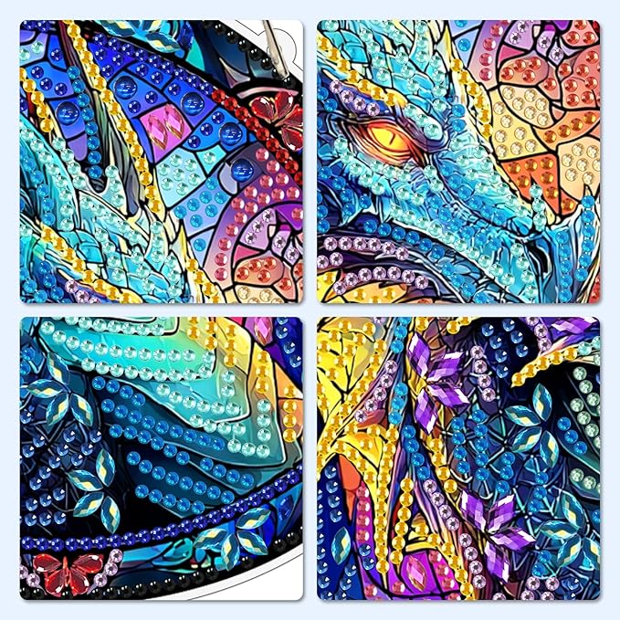 MXJSUA Diamond Art Hanging Kits for Adults Beginners, Dragon DIY Acrylic Special Shaped Crystal Diamond Gem Art Pendant Drills Painting Ornament for Home Wall Decor and Gift