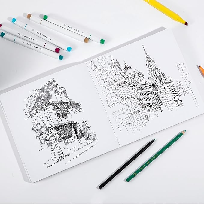 Hardcover Sketchbook for Drawing, 8.3"X 8.3" Square Sketch Book with 120 GSM Thick Drawing Paper, 192 Pages/96 Sheets Sketch Pad for Adults and Kids, Art Journal for Beginners Artists, Blue