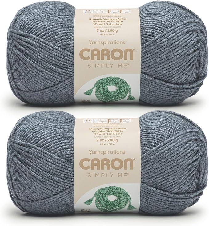 Caron Simply Me Midnight Blue Yarn - 2 Pack of 200g / 7oz - 62% Acrylic 20% Nylon 18% Wool - #5 Bulky - 246Yards - Knitting/Crochet