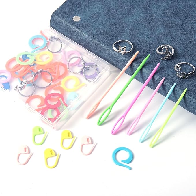 HUISUYTON 9PCS Crochet Ring for Finger, Adjustable Crochet Tension Ring, Yarn Rings for Crocheting Knitting Christmas Gifts for Women