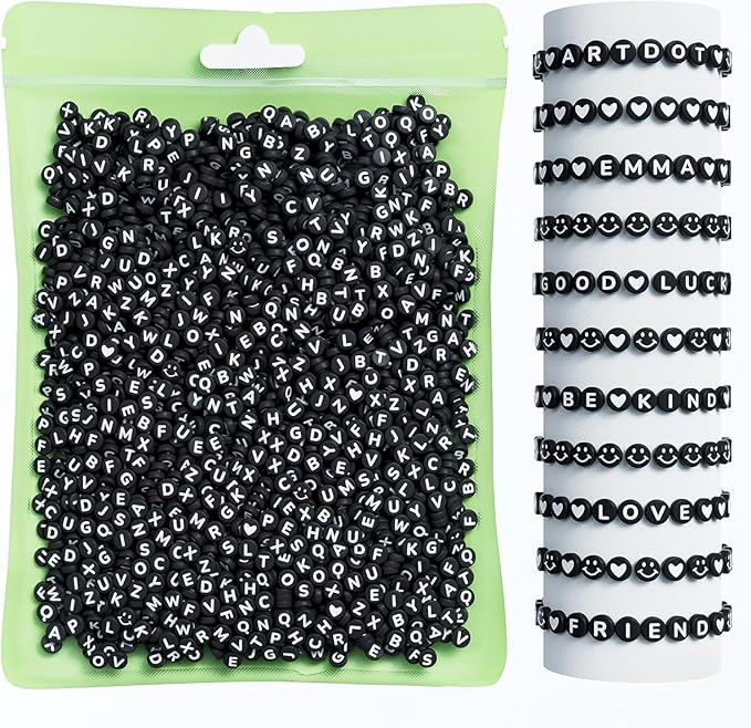 ARTDOT 800 Pieces Assortment Letter Beads for Friendship Bracelets Making Kit, 28 Styles Jewelry Making Supplies Alphabet Beads Set Preppy Crafts Art