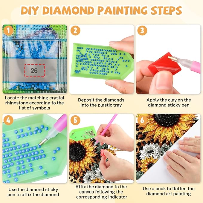 Bowetile Heart-Shaped Flower Diamond Art Hanging Kits for Adults, Diamond Art Suncatchers Sunflowers, 5D Special Shape Diamond Painting Pendant Window Ornament Gifts for Home Wall Decor