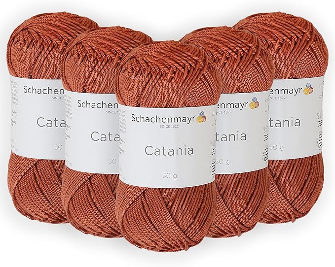 5 Skein/Pack Schachenmayr (SMC) Catania Originals Yarn, Each Ball 1.76 Oz (50gr) / 136 Yards (125 m), 100% Mercerized Cotton for Knitting and Crochet Yarn, Sport Weight, 426 - Fox