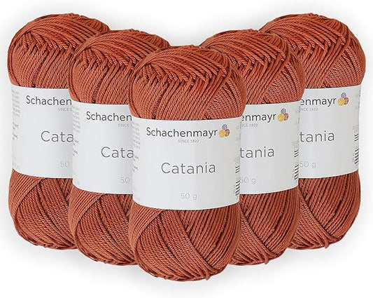 5 Skein/Pack Schachenmayr (SMC) Catania Originals Yarn, Each Ball 1.76 Oz (50gr) / 136 Yards (125 m), 100% Mercerized Cotton for Knitting and Crochet Yarn, Sport Weight, 426 - Fox