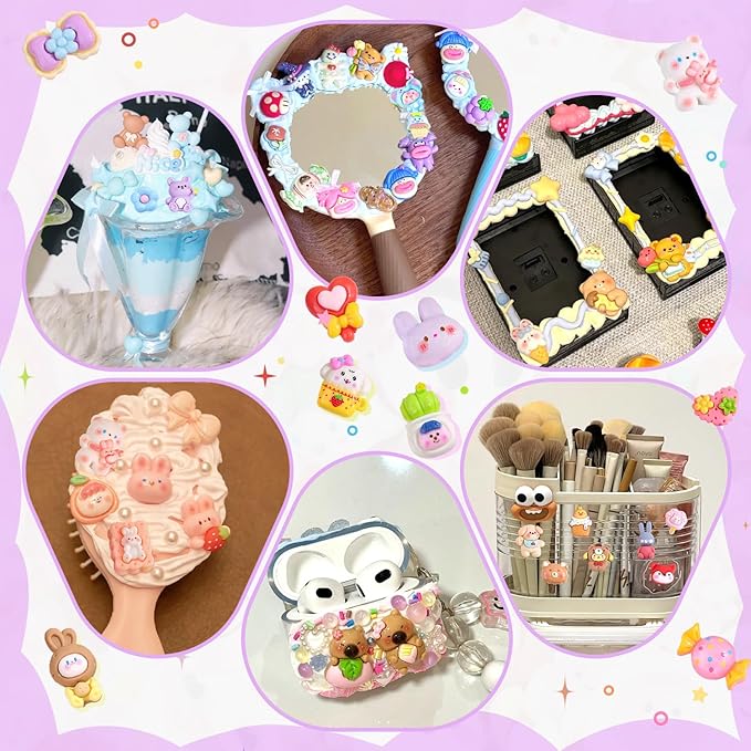 Fake Candy Charms 120PCS Cute Flatback Resin Charms For Slime, Random Kawaii Decoden Charm for Embellishments Slime Charm for Craft Phone Junk Case Charms Bulk Rainbow Lollipop, Scrapbooking DIY Decor