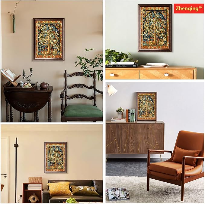 Zhenqing William Morris Tree of Life Cross Stitch Kit - 28x38cm 11CT Botanical Tapestry with Pre-Sorted Threads & Gold-Eye Needles(68556)