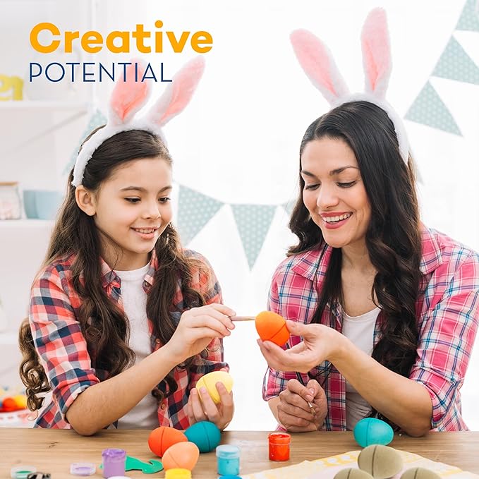 4E's Novelty DIY Paper Mache Easter Eggs to Paint 12 Pack - Paintable & Fillable Blank Easter Eggs Crafts for Kids & Adults, for Easter Arts Classroom Activities & DIY Projects