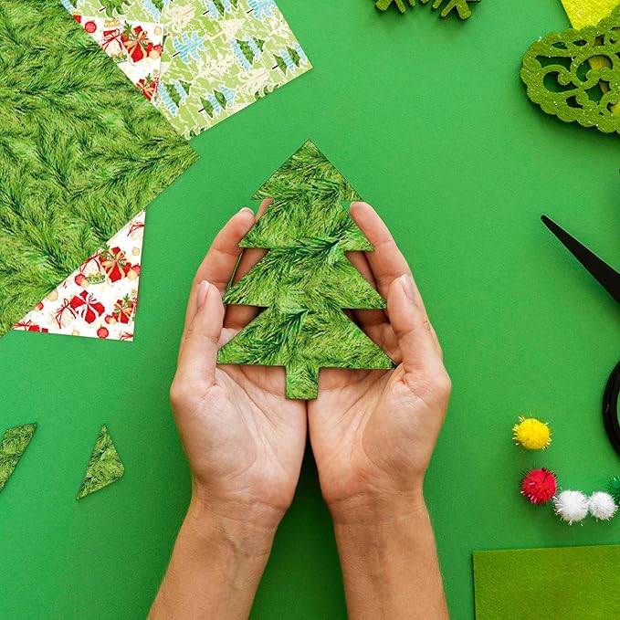 Christmas Pattern Scrapbook Paper, 6 Inch Card Production Supplies, 24 Sheets Single Sided Acid-Free Cardstock Greeting Card, Handmade Gift Journaling Craft Kits (J-style)