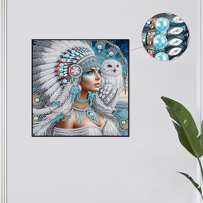 AiYuanzsh 5D DIY Special-Shaped Diamond Painting Kit – Goddess with White Owl, 30x30cm Crystal Rhinestone Art for Home Wall Decor, Gifts for Women Adults Beginners