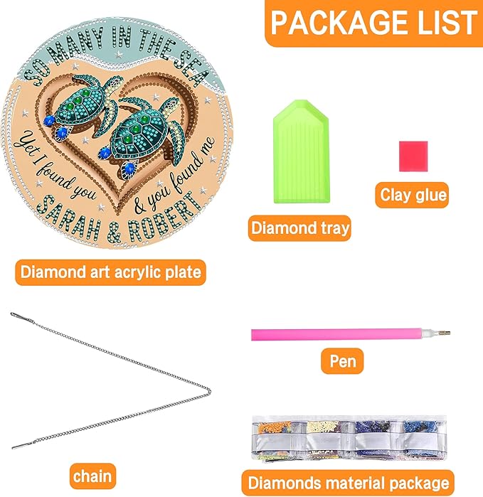 Ginfonr Diamond Painting Kits Hanging Pendant, Turtle Diamond Art Kits for Adults, Special Shaped Rhinestone Holiday Gifts Diamond Art, Double Sided Hanging Kits for Garden Wall Window 8 x 8 inch