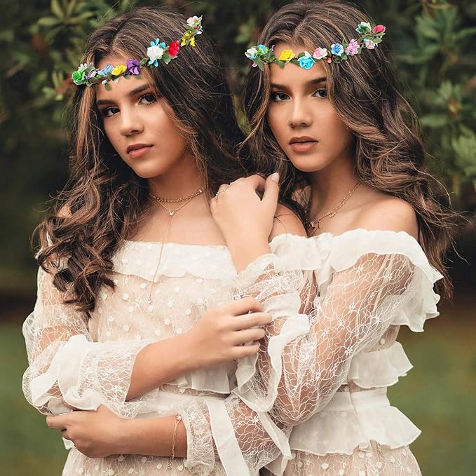 Syhood 20 Sets Flower Crowns Making Kit, Make Your Own Flower Crown Wreath Headbands and Bracelets Craft Kit Hair Accessories Handmade DIY Floral Garland Presents for Adults Women