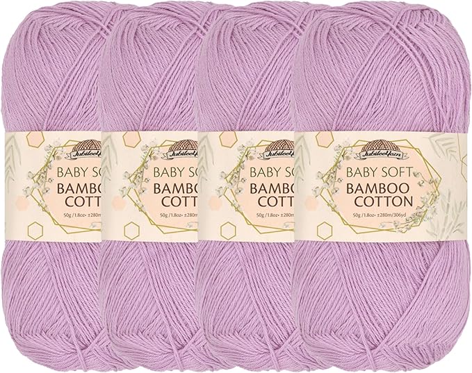 JubileeYarn Baby Soft Bamboo Cotton Yarn - 50g/Skein - Lilacs - 4 Skeins