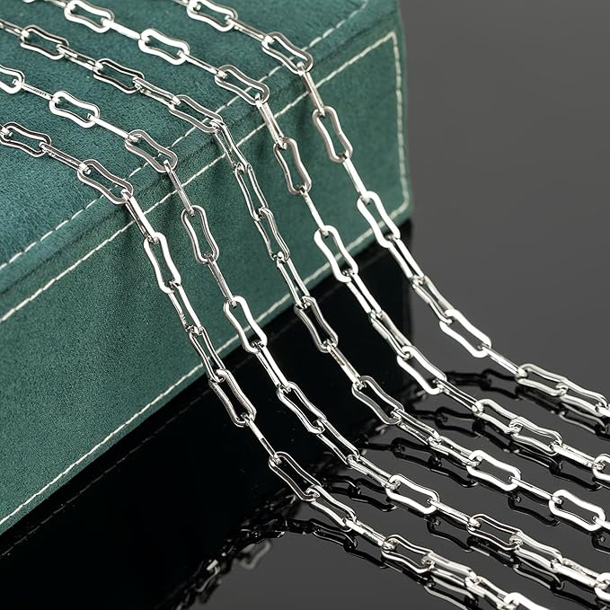 UMAOKANG 13 Feet Stainless Steel Chains for Jewelry Making Oval Paperclip Chain Roll Jewelry Making Chains with Jewelry Findings