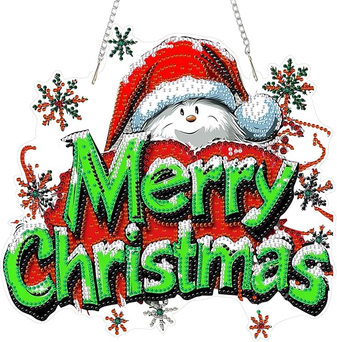 MAXBYE Christmas Diamond Art Kit for Adults, 5D Special Shape Diamond Painting Pendant Kits, Christmas Decoration Pendant, Gem Art Painting Window Ornament for Home Decor Gift