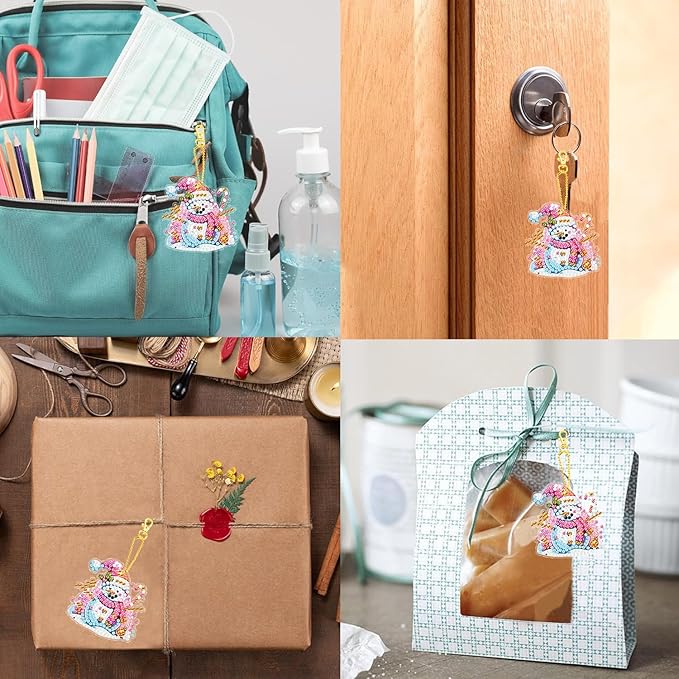 Masendp Adult Diamond Art Hanging Kit, Special Shape Rhinestones, DIY Acrylic 5D Diamond Art Painting Window Pendant Home Garden Wall Mounting Kit Hanging Ornament, Double Sided. (Colorful Snowman)