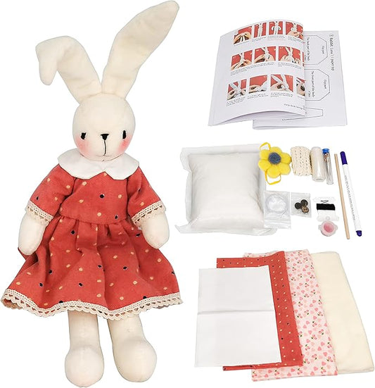 DIY Bunny Sewing Craft Kit for Adults – Handmade Fabric Sewing Project – Complete Materials & Instructions