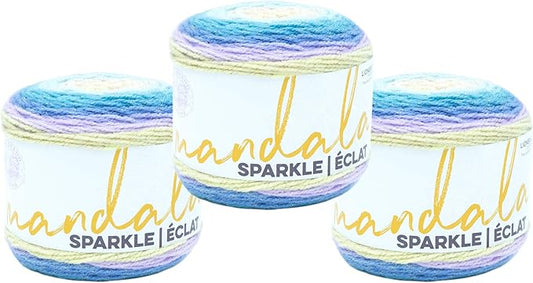 (3 Pack) Lion Brand Yarn Mandala Sparkle Yarn, Orion