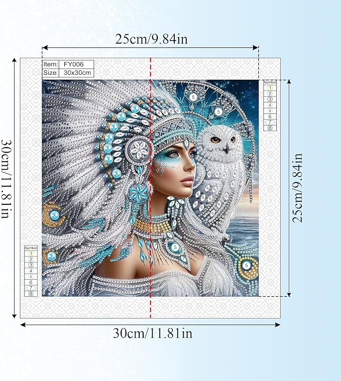 AiYuanzsh 5D DIY Special-Shaped Diamond Painting Kit – Goddess with White Owl, 30x30cm Crystal Rhinestone Art for Home Wall Decor, Gifts for Women Adults Beginners