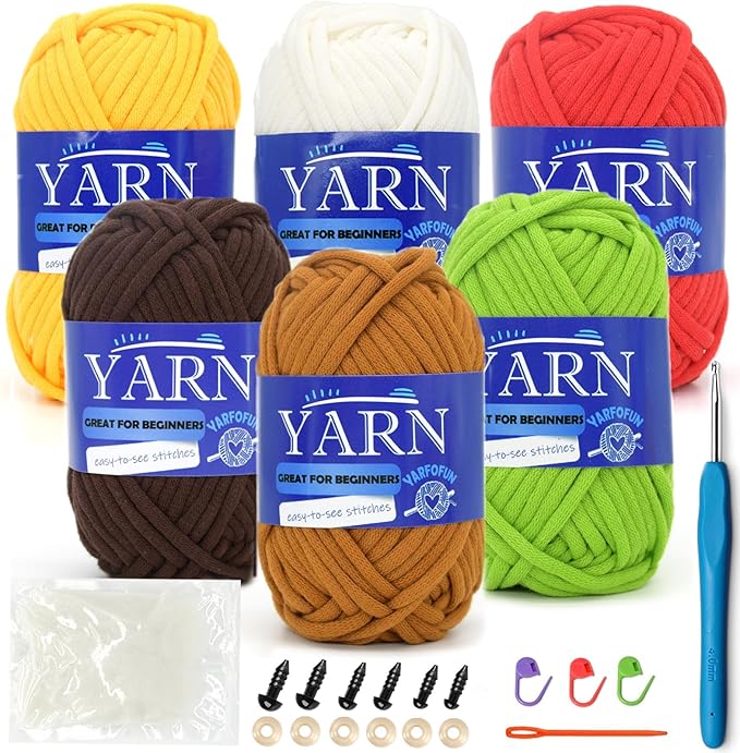 6 Pack Beginners Crochet Yarn Cotton Easy Yarn for Beginners Crocheting and Knitting with Easy to See Stitches Cotton Nylon Blend Yarn for Beginners Crochet Kit-Plants Series, YF-005