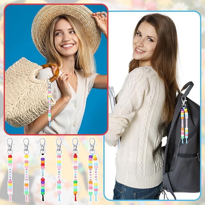 Suncalla 984 Pcs 24 Set End of Year Gift Keychain Making Kit Graduation Keychain Gift Crafts Bead Adjustable Letter Beads Cards Strings Kit DIY Accessories Congrats Grad Party Favors for Adult
